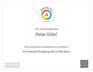 AI Shopping certificate