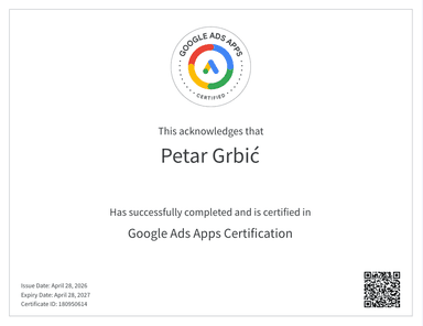 Apps certificate