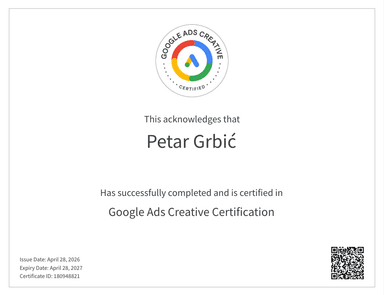 Creative certificate