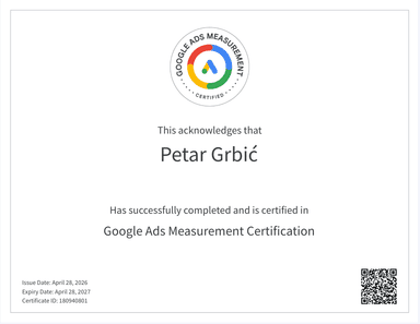 Measurement certificate